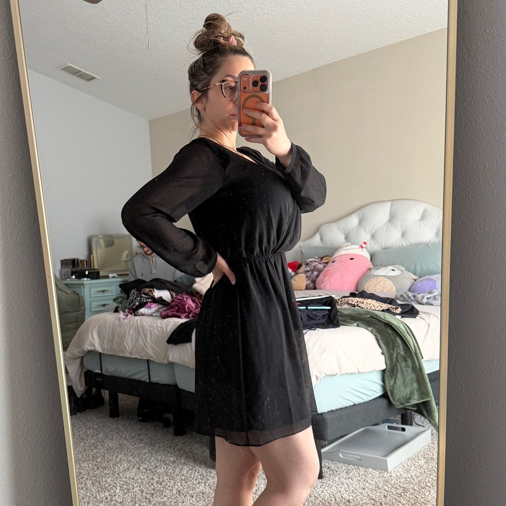 Express Black Long Sleeve Dress - Picture 2 of 9
